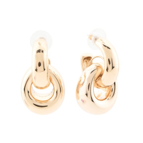 TRUE TO FORM Gold 14k Gold Plated Hoop Ring Drop Earrings - Picture 1 of 2